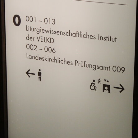 Wegweiser zu den Räumen des Liturgiewissenschaftlichen Instituts